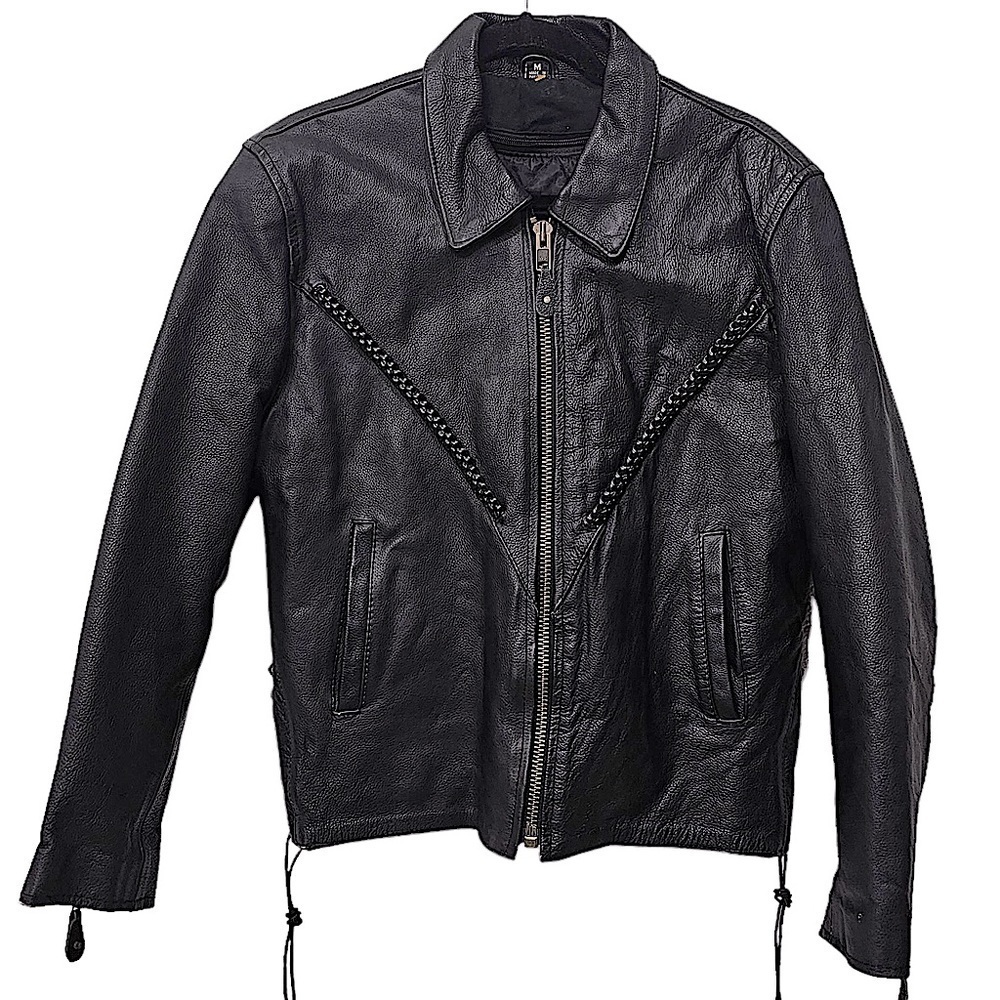 USA Bikers Dream Apparel Women's Black Leather Motorcycle Jacket Size Medium